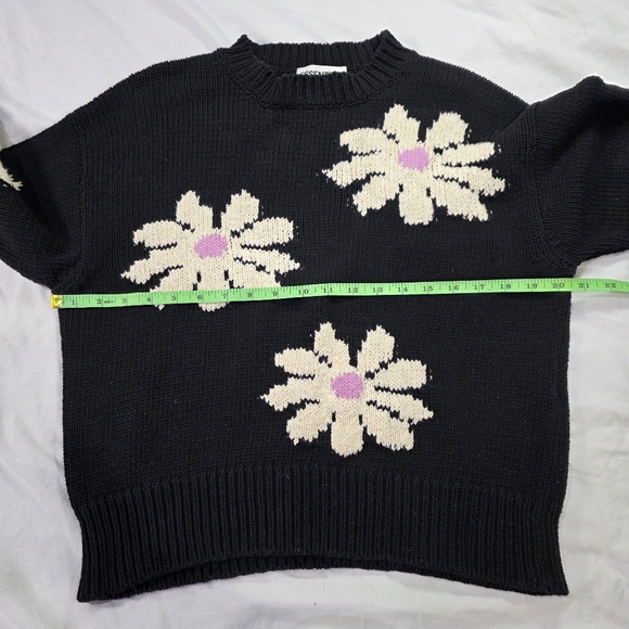 Essentiel Antwerp Black And Off White Floral Intarsia Knitted Dahlias Sweater.S - Picture 11 of 11